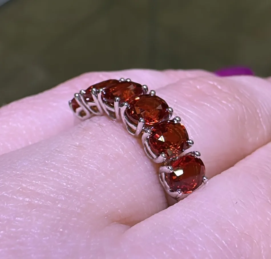 Six Orange Sapphire Oval Cut Ring 2.65ct tw