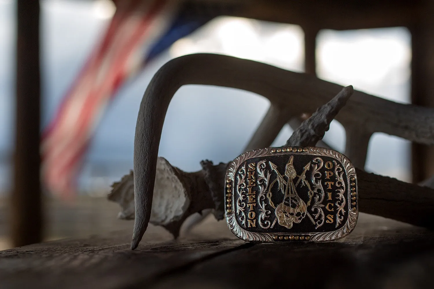 Skull Warrior Belt Buckle (Rectangle)