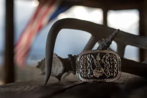 Skull Warrior Belt Buckle (Rectangle)