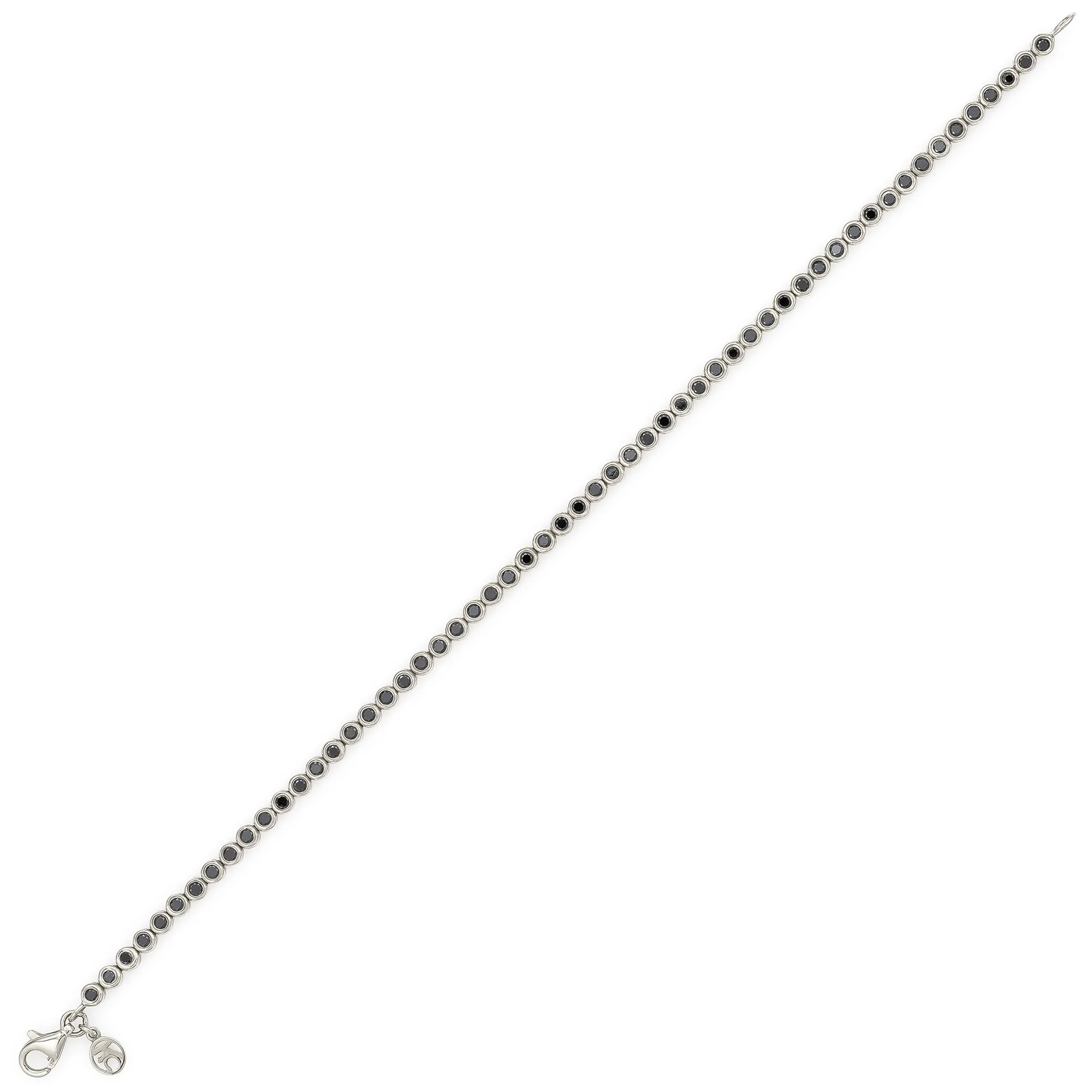 Small Classic Straight Row Black Diamond Bracelet