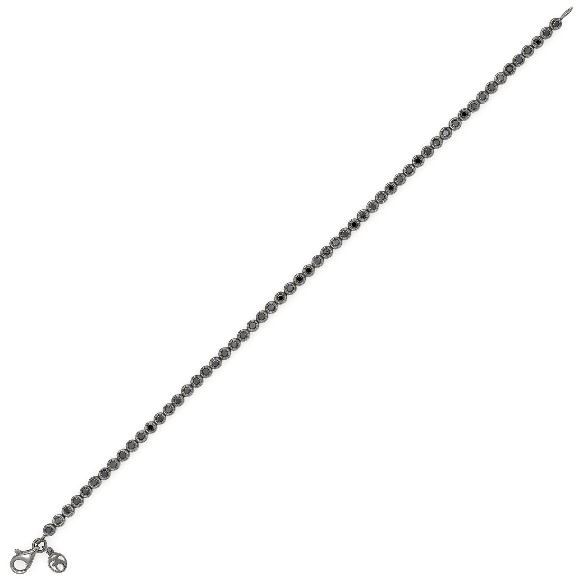 Small Classic Straight Row Black Diamond Bracelet
