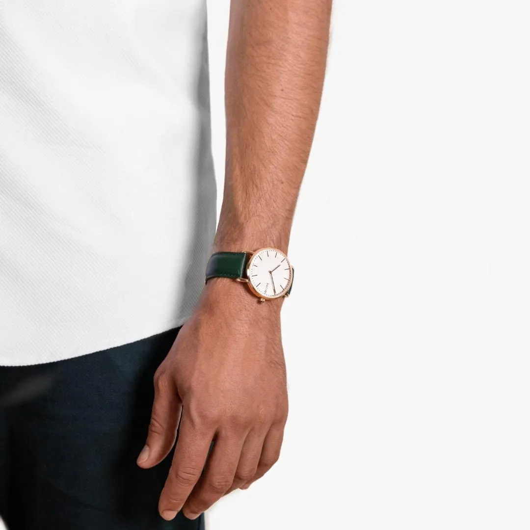 Solar Watch with White & Rose Gold Dial | Grey Mesh Strap