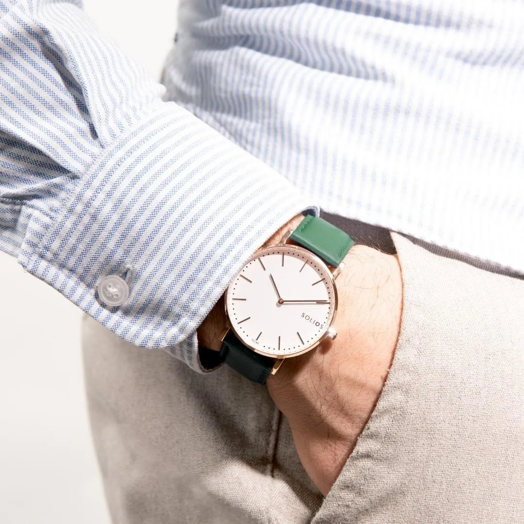 Solar Watch with White & Rose Gold Dial | Grey Mesh Strap