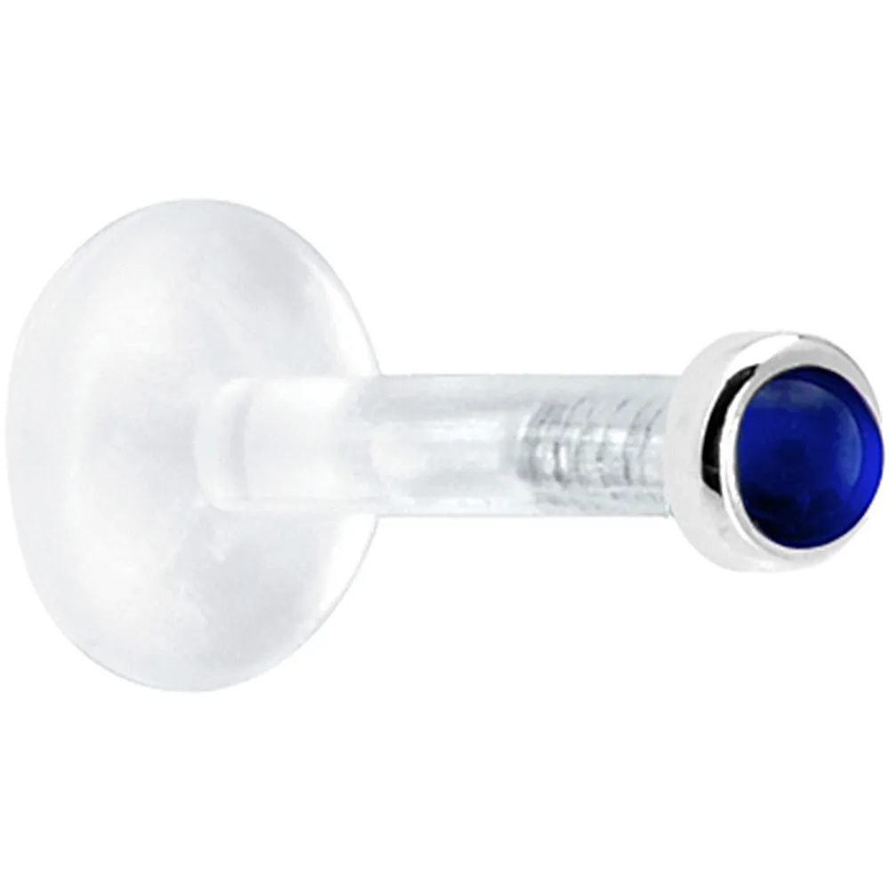 Solid 14KT White Gold 2mm Genuine Blue Sapphire Bioplast Push in Monroe