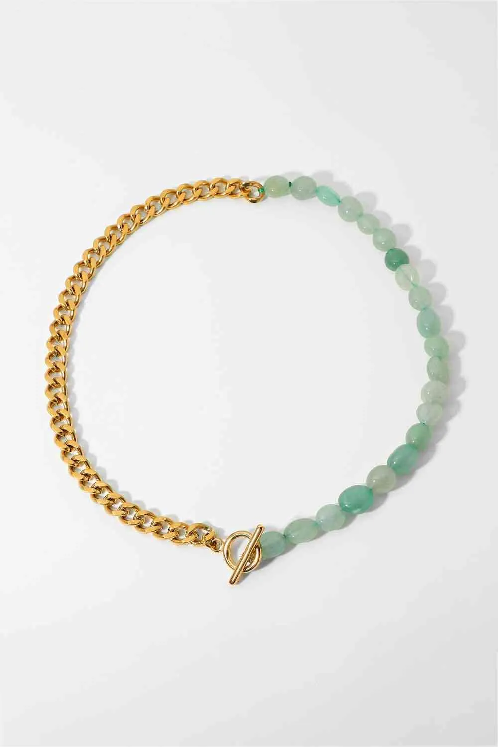 Stainless Steel Half Bead Half Chain Necklace