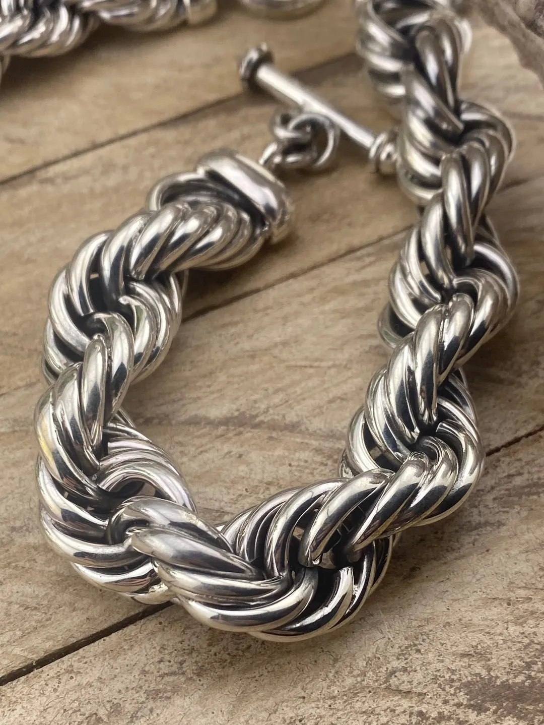 Sterling Rope Toggle Bracelet