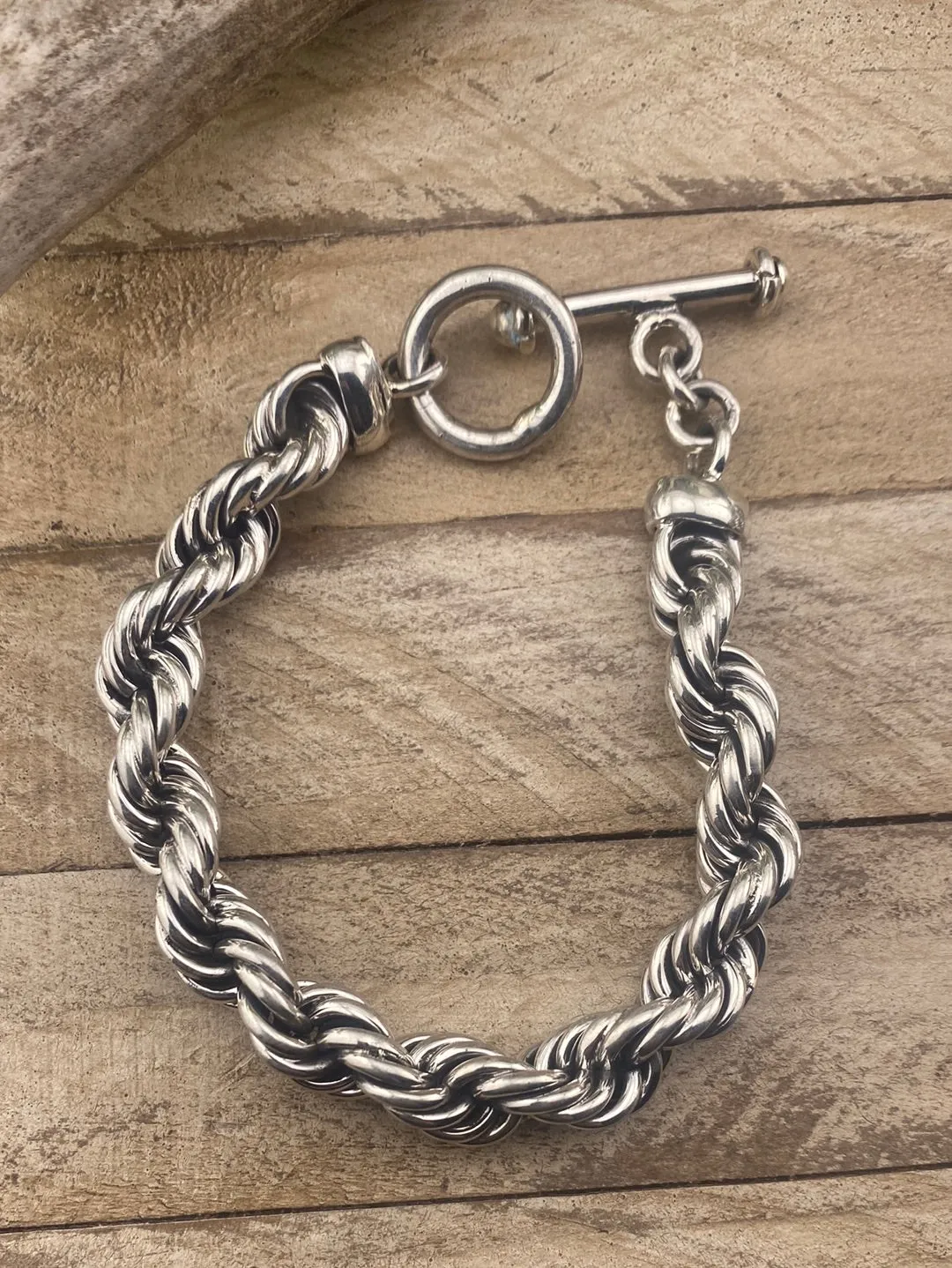 Sterling Rope Toggle Bracelet