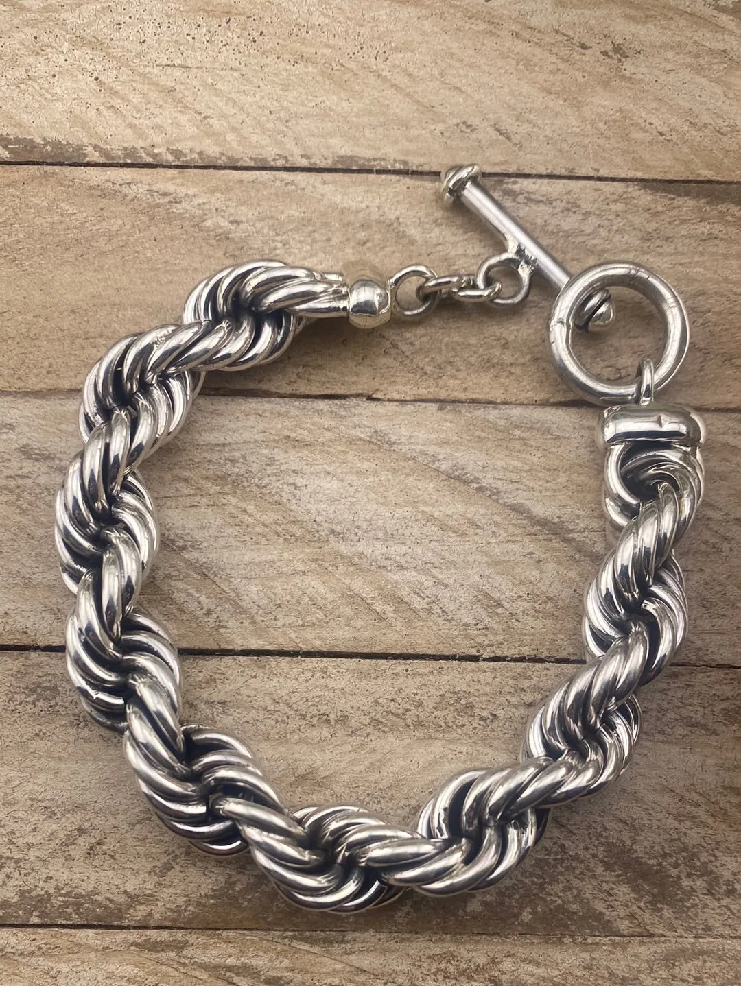 Sterling Rope Toggle Bracelet