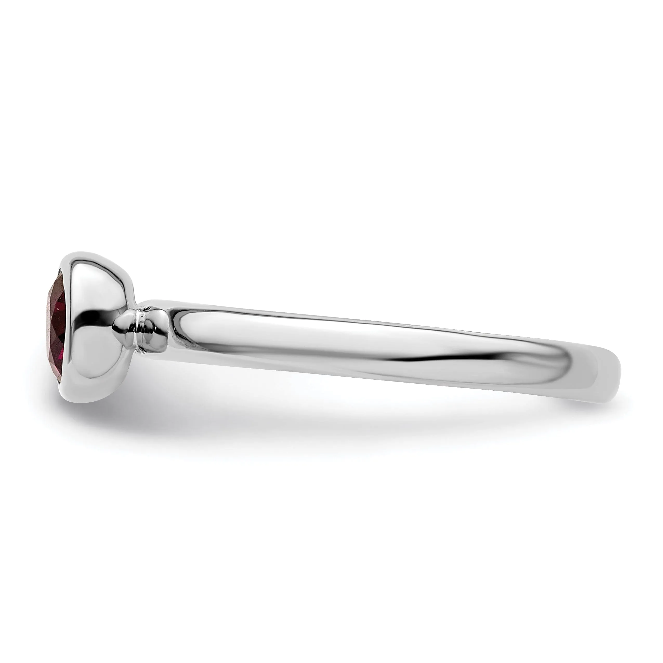 Sterling Silver Low Round Rhodolite Garnet Ring