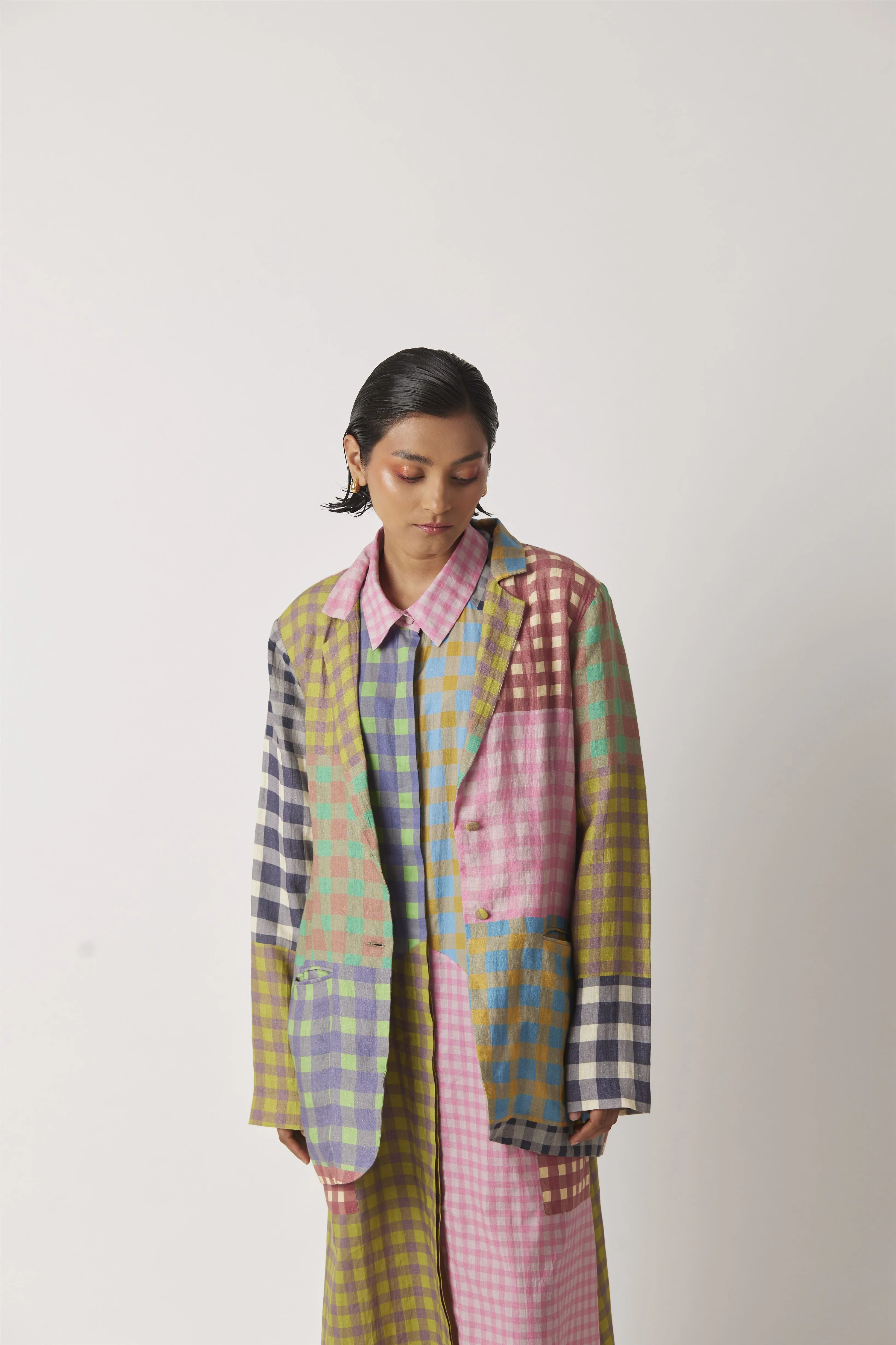 Summer Jacket Linen Multicheck Lapel-The Chalk Floral Story-Fashion Edit-Yc14Jkt-72 Yc14Mck-01-Yavi