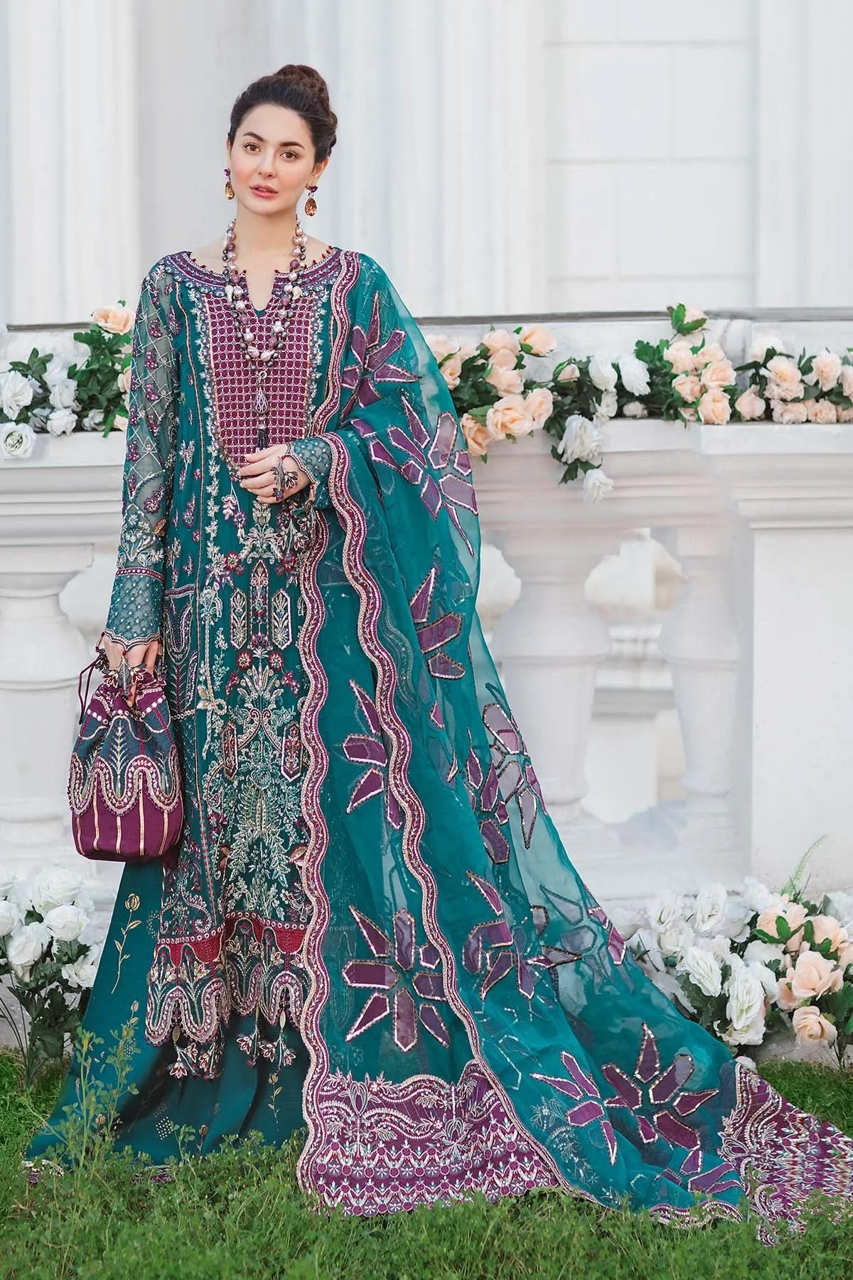 TIARA NL-29 | Nureh The Secret Garden Luxury Formals Collection 2022 | Unstitched Embroidered Chiffon Suits
