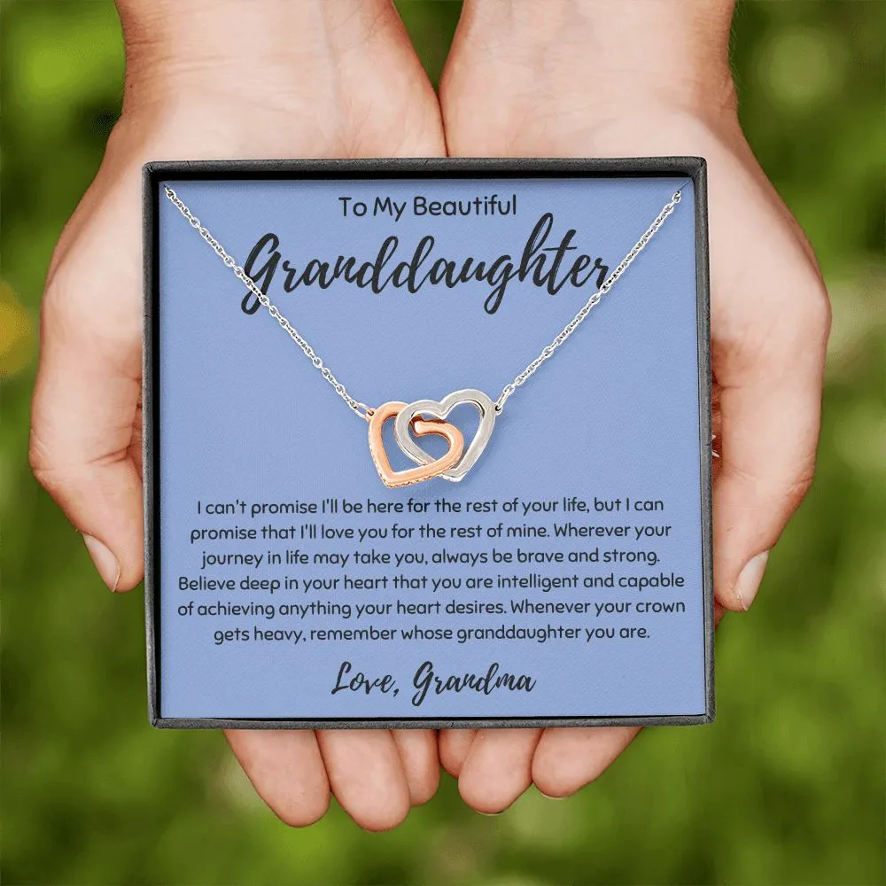 To My Beautiful Granddaughter Interlocking Hearts Necklace