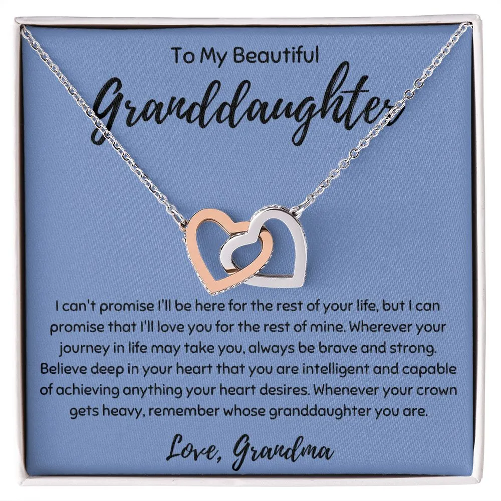 To My Beautiful Granddaughter Interlocking Hearts Necklace
