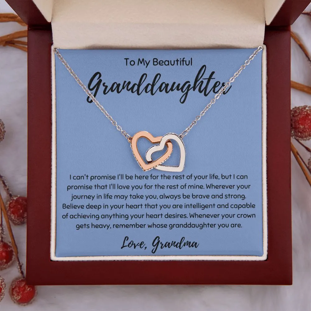 To My Beautiful Granddaughter Interlocking Hearts Necklace