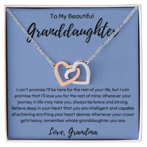 To My Beautiful Granddaughter Interlocking Hearts Necklace
