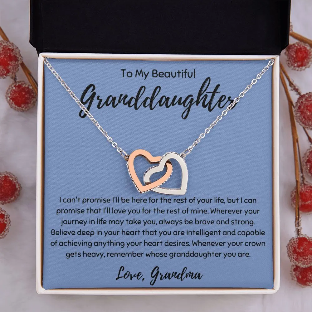 To My Beautiful Granddaughter Interlocking Hearts Necklace