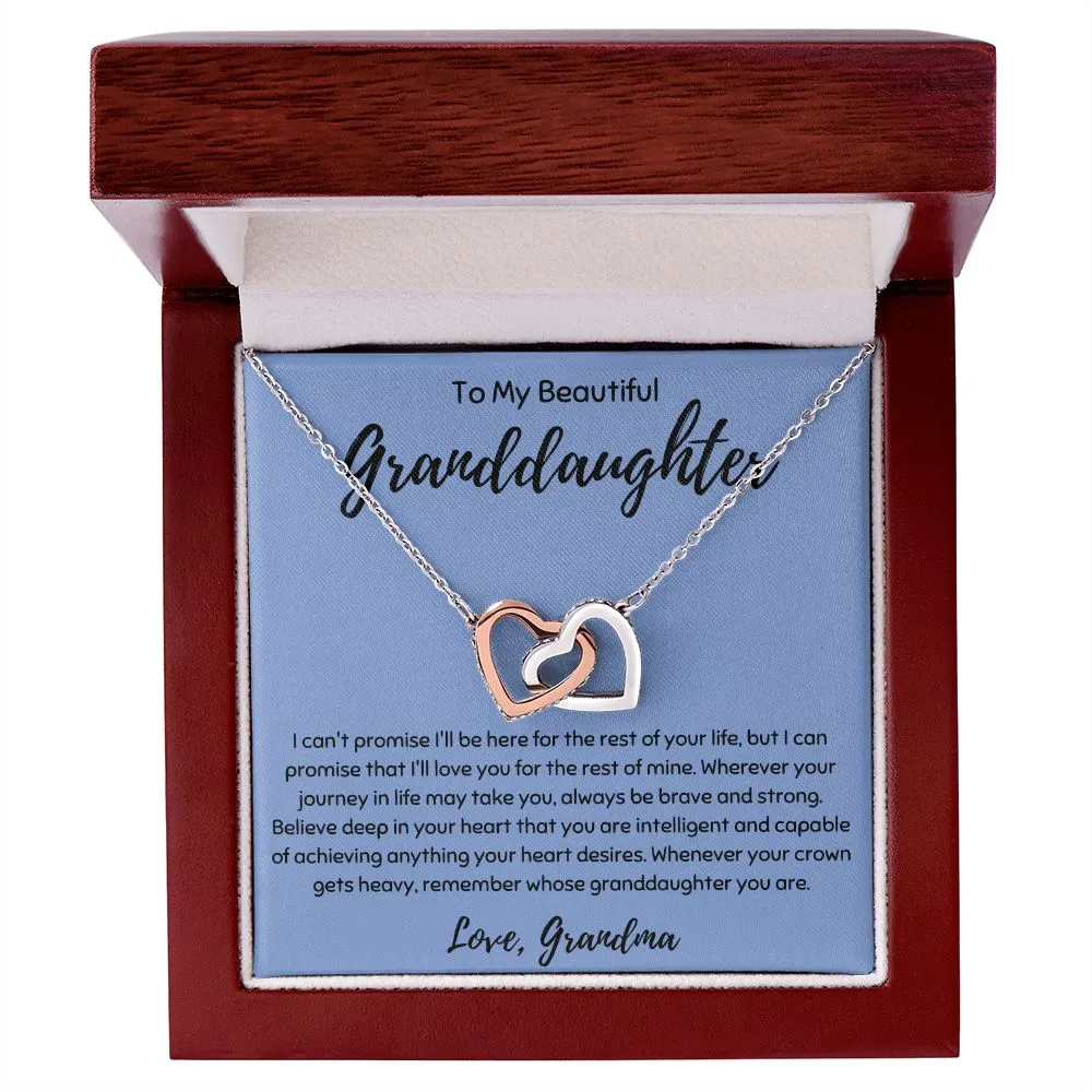 To My Beautiful Granddaughter Interlocking Hearts Necklace