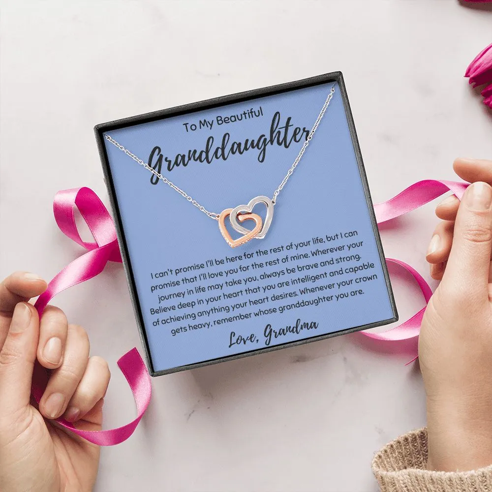 To My Beautiful Granddaughter Interlocking Hearts Necklace