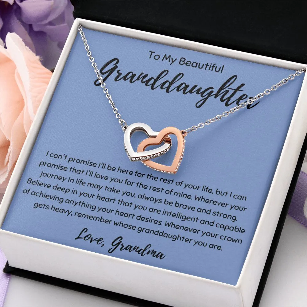 To My Beautiful Granddaughter Interlocking Hearts Necklace