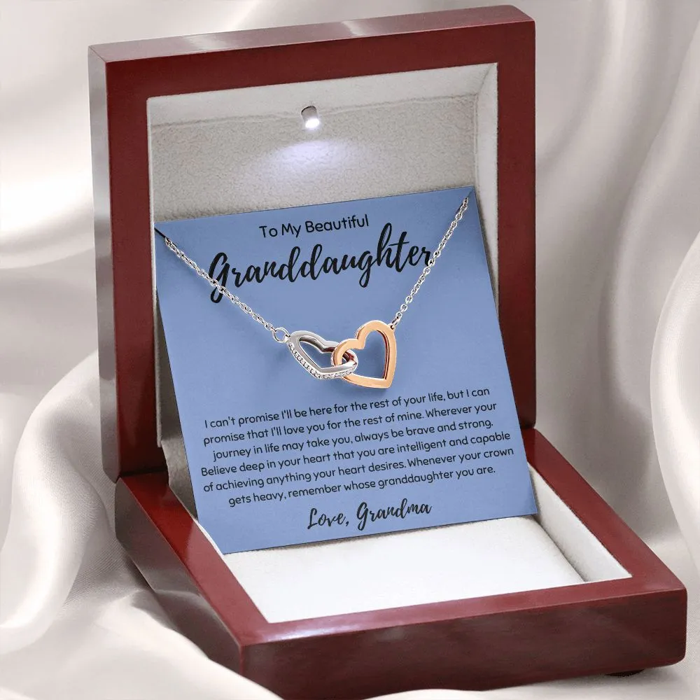 To My Beautiful Granddaughter Interlocking Hearts Necklace