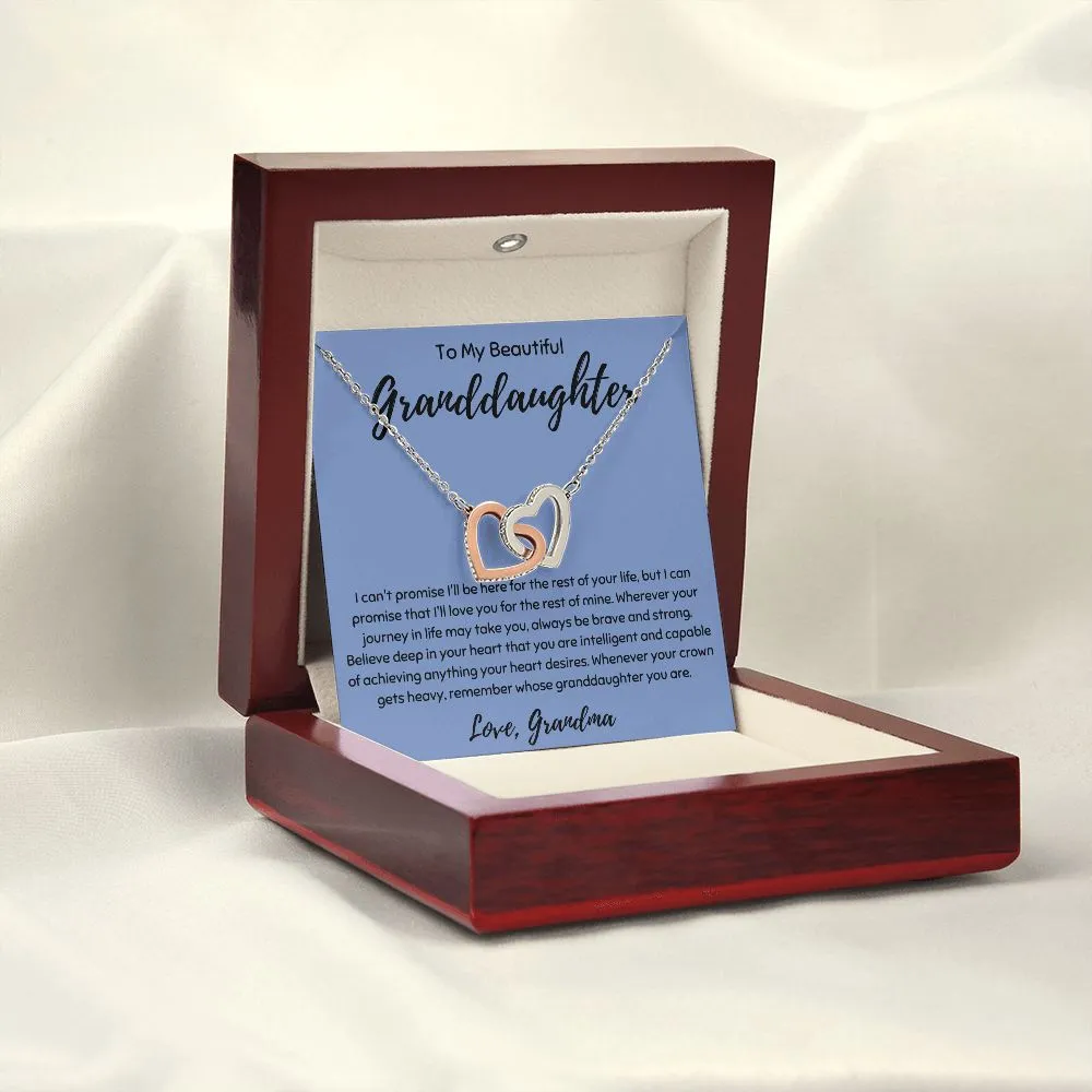 To My Beautiful Granddaughter Interlocking Hearts Necklace