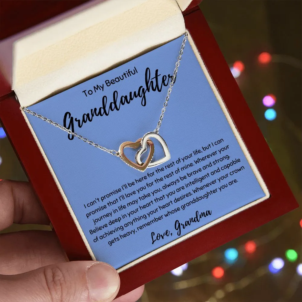 To My Beautiful Granddaughter Interlocking Hearts Necklace
