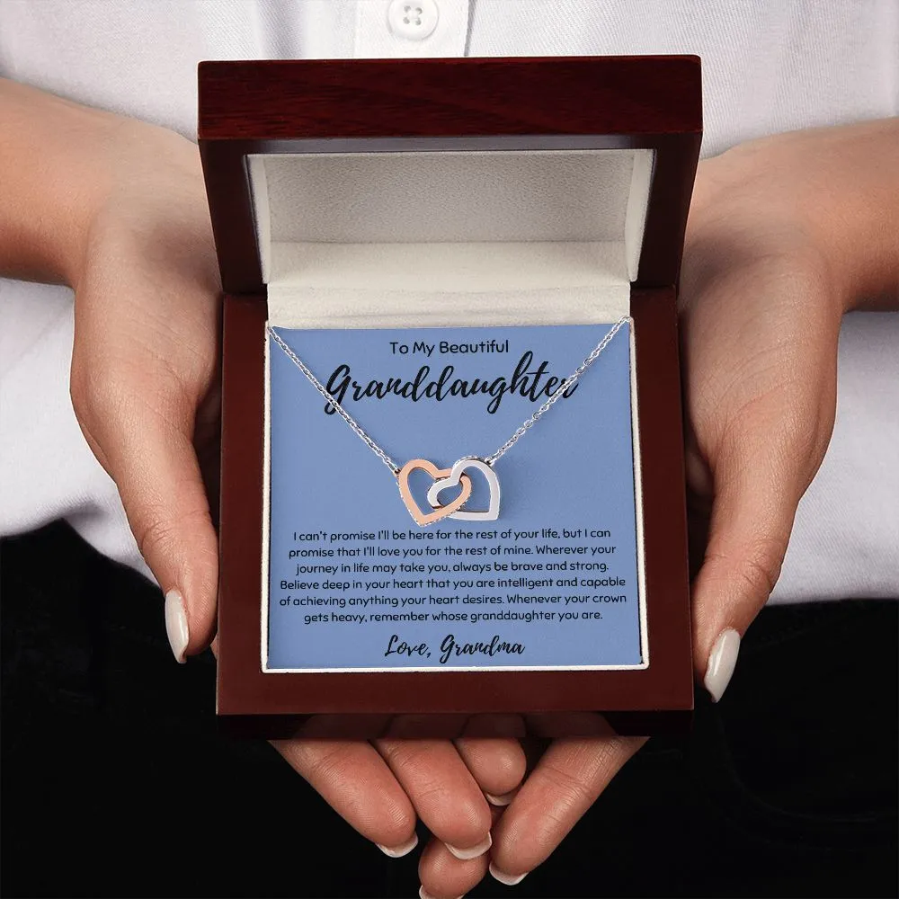 To My Beautiful Granddaughter Interlocking Hearts Necklace
