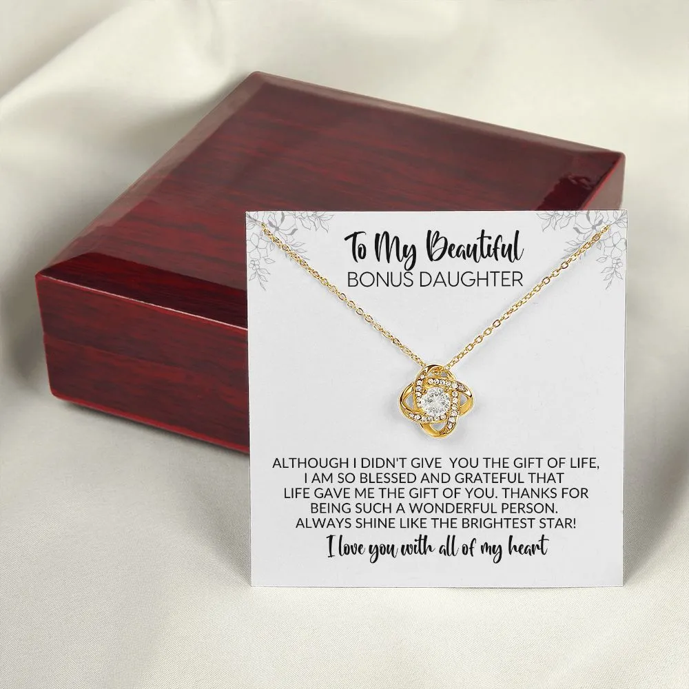 To My Bonus Daughter | Blessed and Grateful | Love Knot Necklace