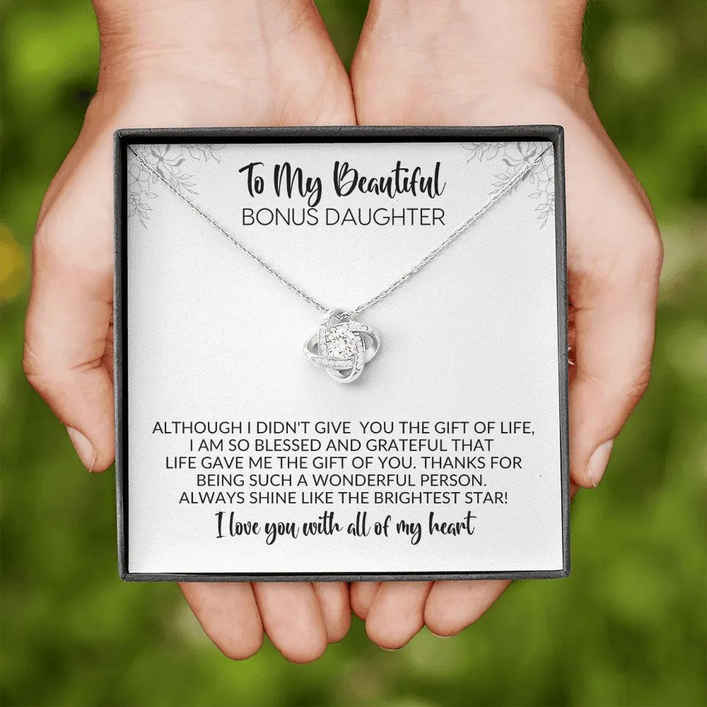 To My Bonus Daughter | Blessed and Grateful | Love Knot Necklace