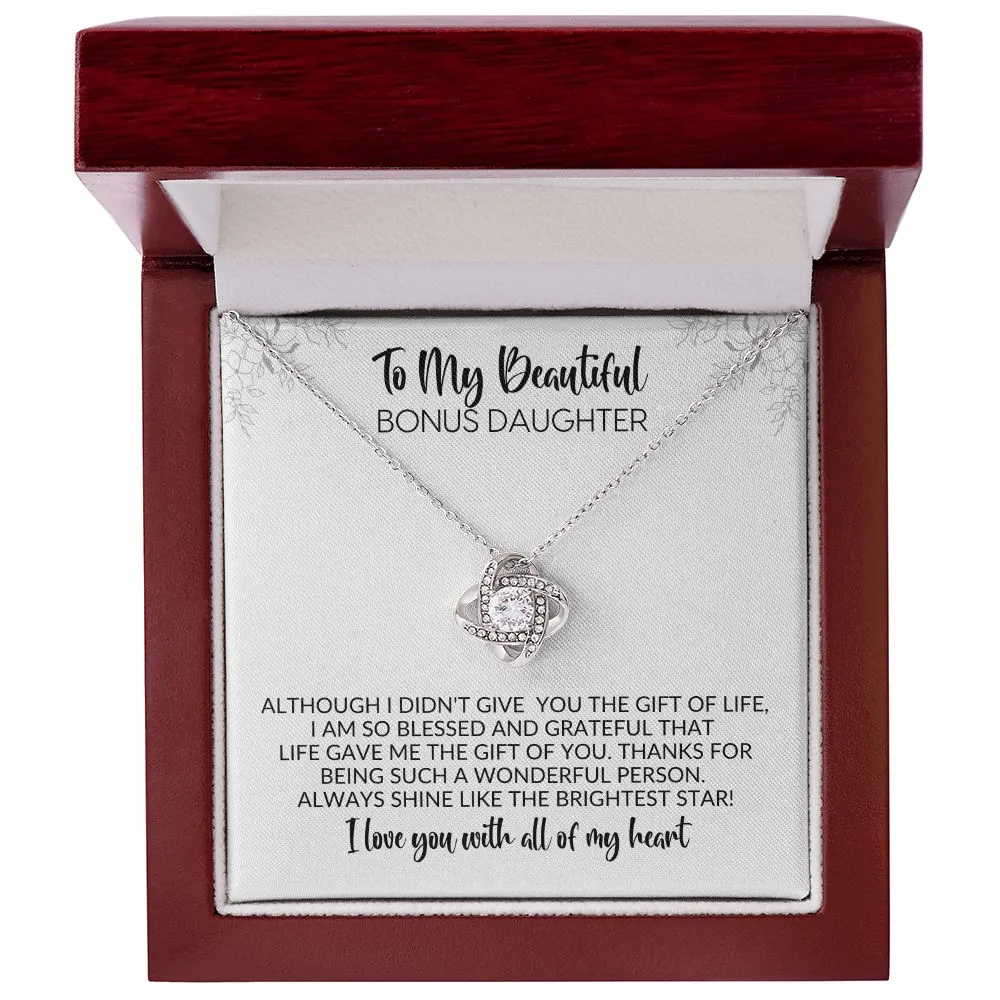 To My Bonus Daughter | Blessed and Grateful | Love Knot Necklace
