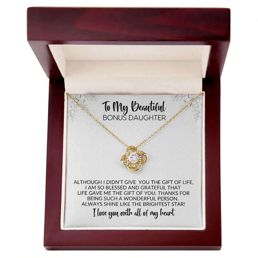 To My Bonus Daughter | Blessed and Grateful | Love Knot Necklace