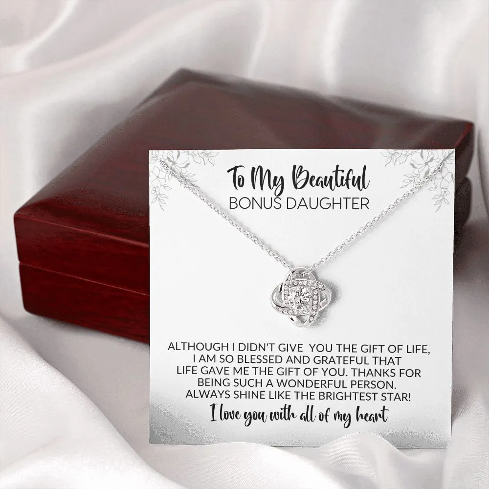 To My Bonus Daughter | Blessed and Grateful | Love Knot Necklace