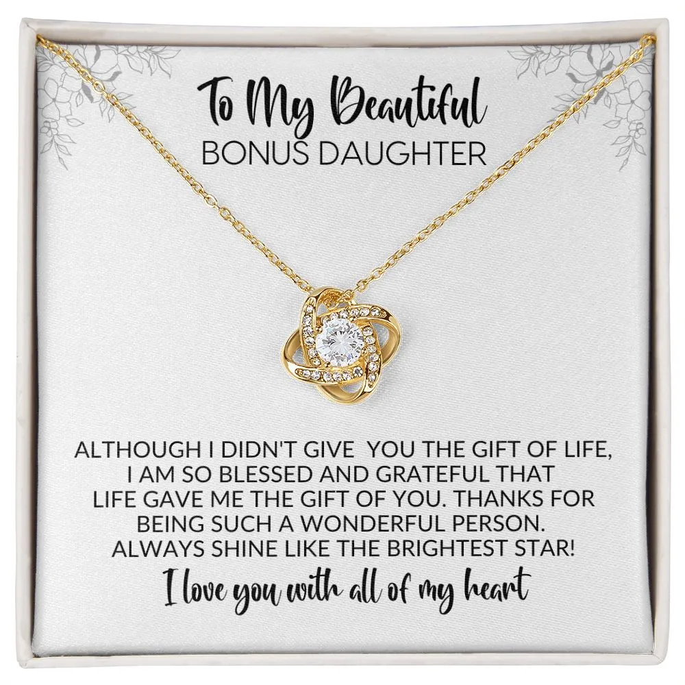 To My Bonus Daughter | Blessed and Grateful | Love Knot Necklace