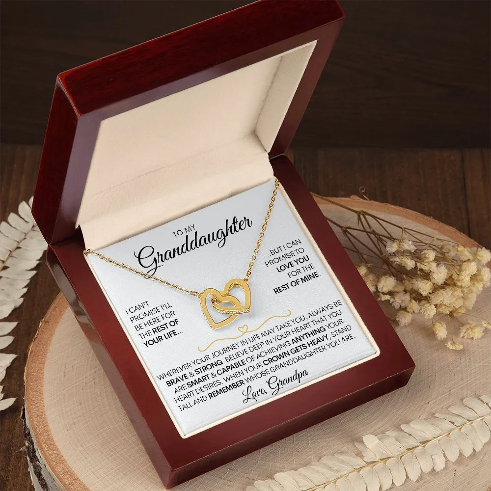 To My Granddaughter (Love, Grandpa) - Beautiful Gold Connected Hearts Necklace - Promise to Love You