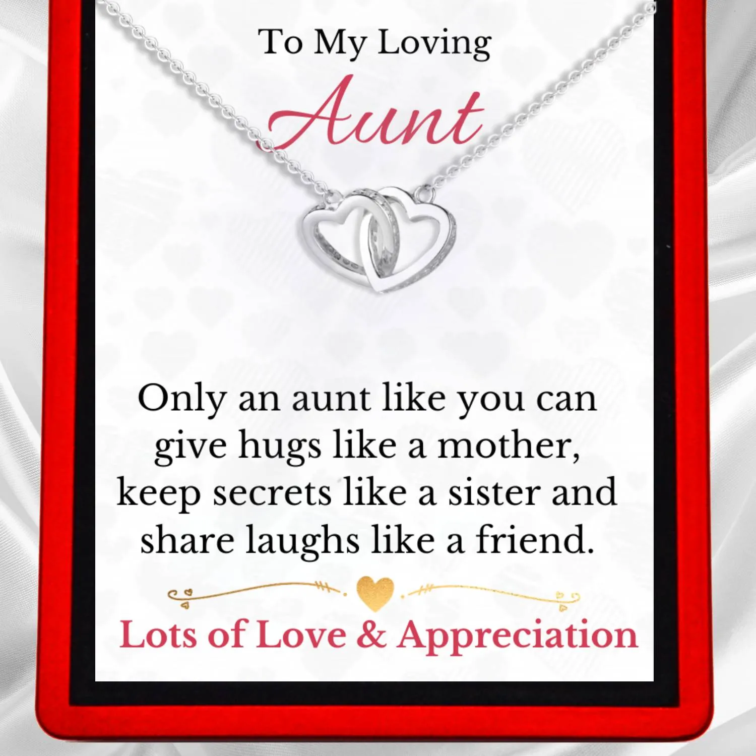 To My Loving Aunt - Interlocking Hearts Necklace