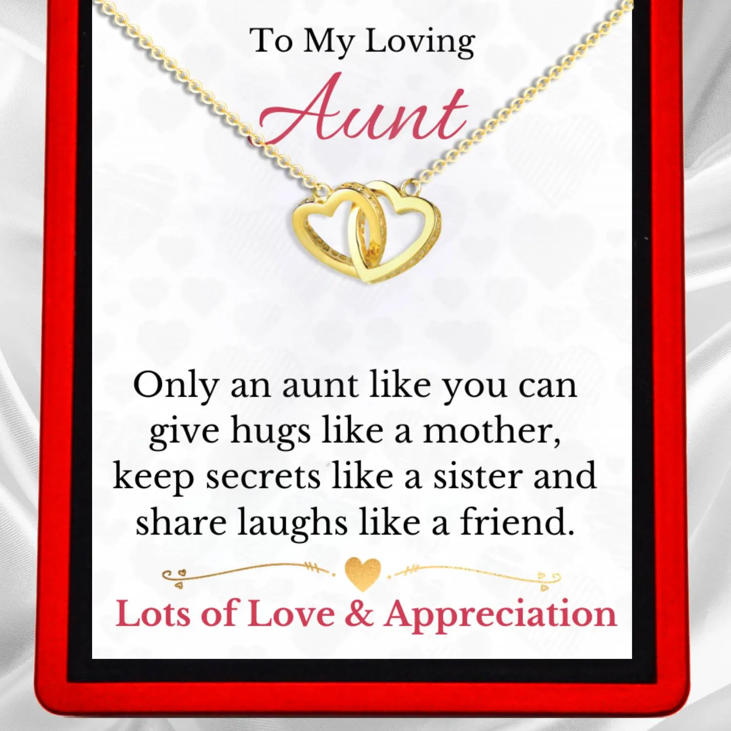 To My Loving Aunt - Interlocking Hearts Necklace