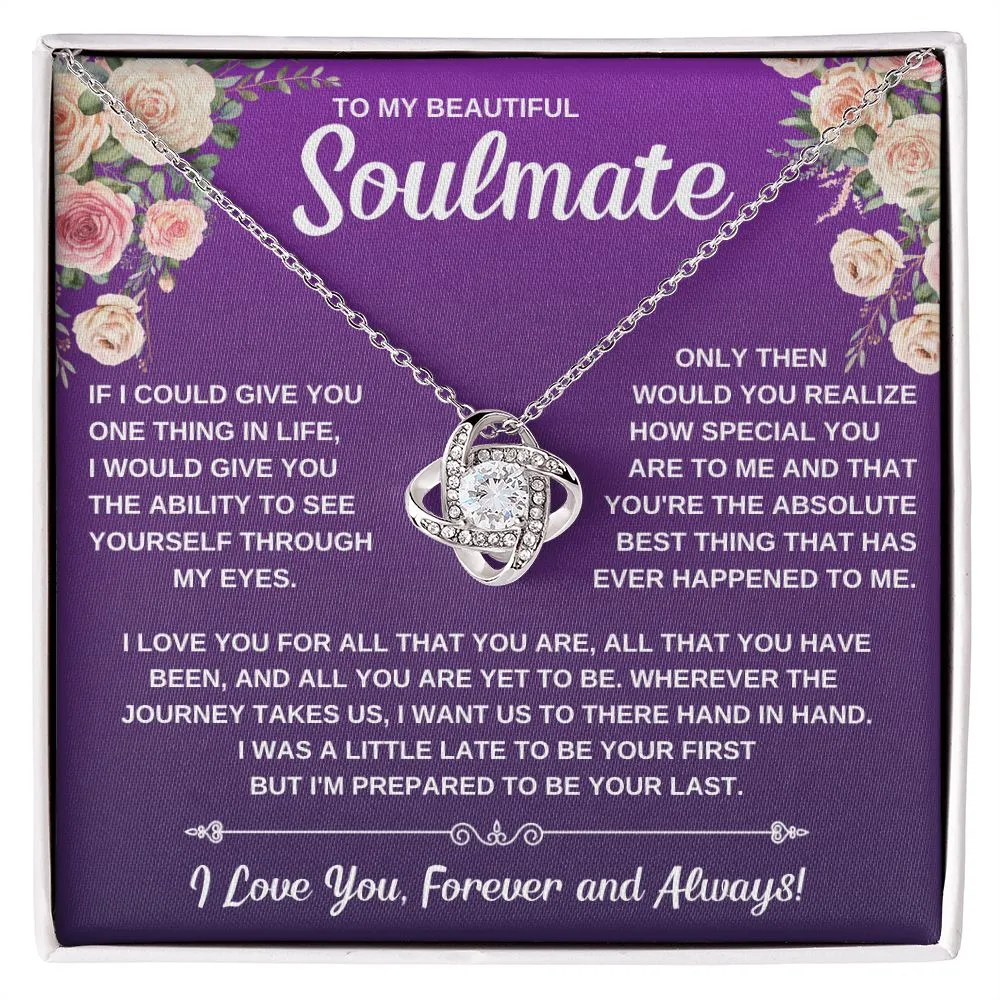 To My Soulmate, Gift For Her Love Knot Necklace