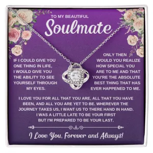 To My Soulmate, Gift For Her Love Knot Necklace