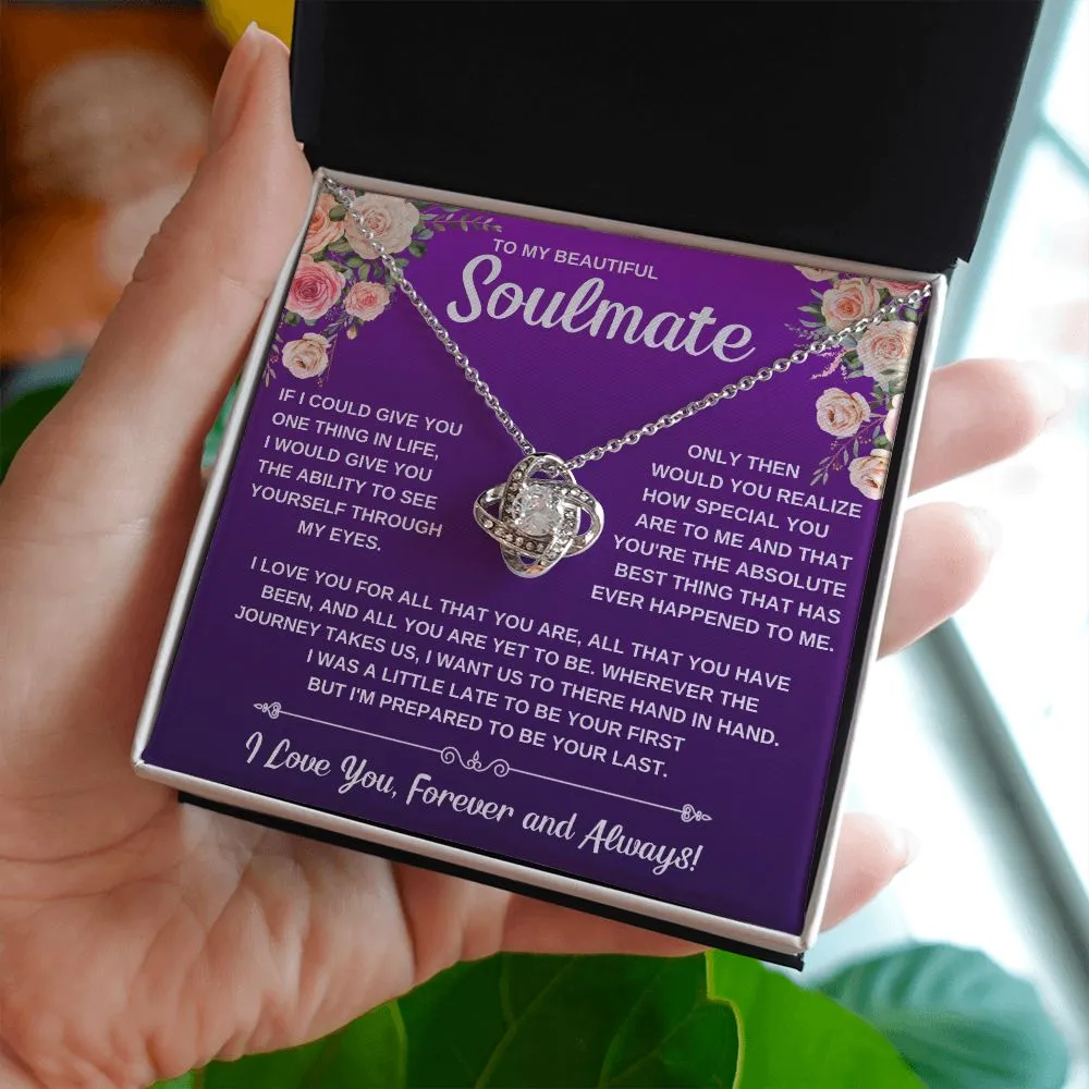 To My Soulmate, Gift For Her Love Knot Necklace
