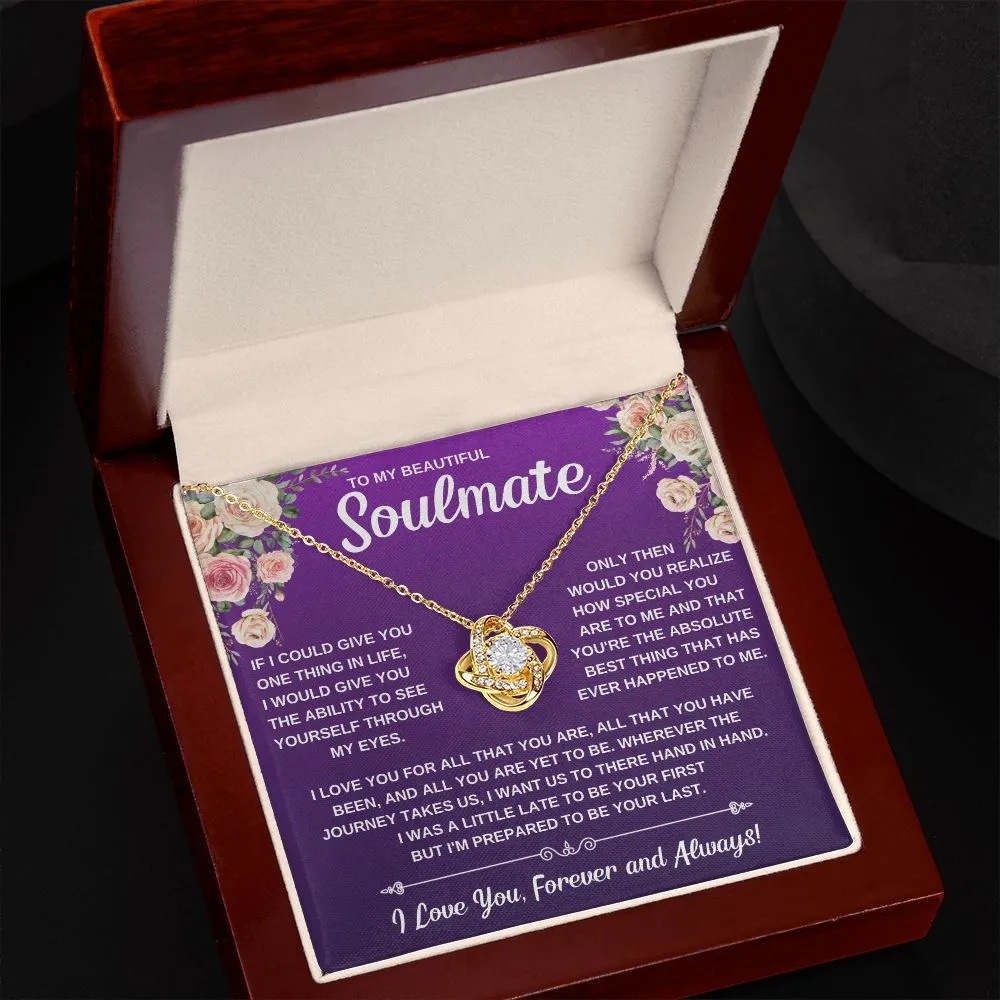 To My Soulmate, Gift For Her Love Knot Necklace