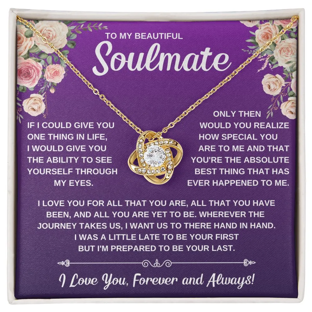 To My Soulmate, Gift For Her Love Knot Necklace