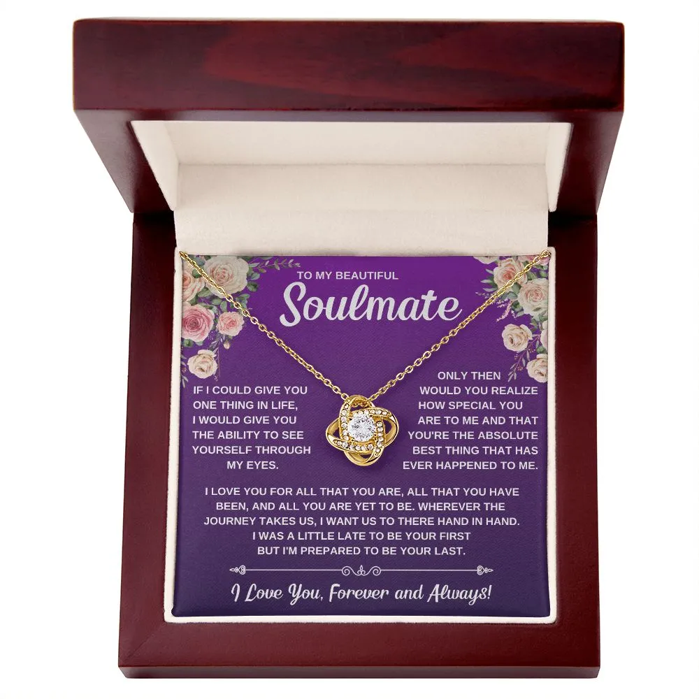 To My Soulmate, Gift For Her Love Knot Necklace