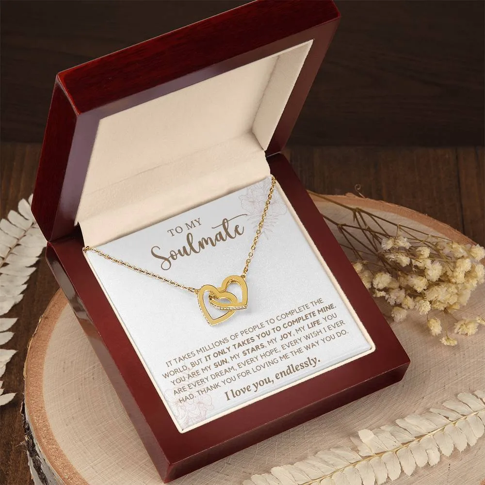 To My Soulmate l Interlocking Heart Necklace2 MC Interlocking Hearts Necklace