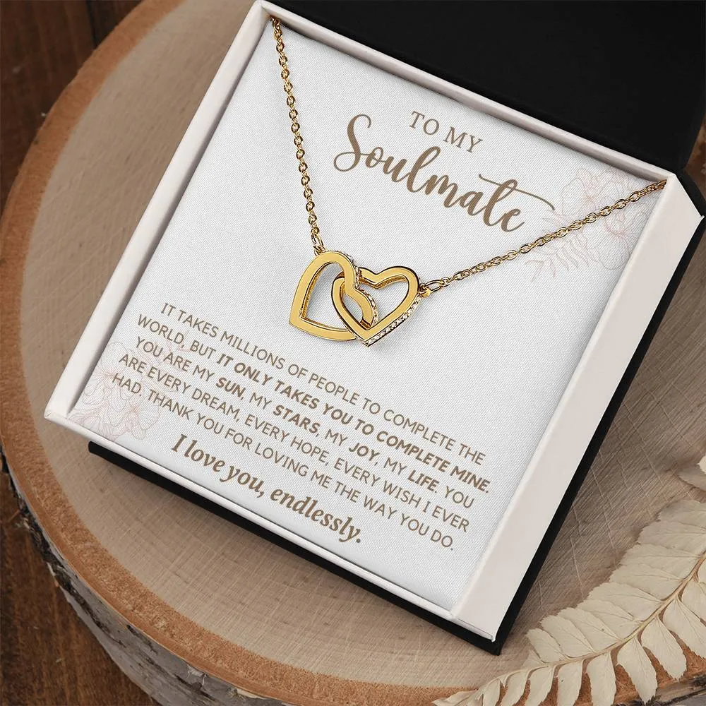 To My Soulmate l Interlocking Heart Necklace2 MC Interlocking Hearts Necklace