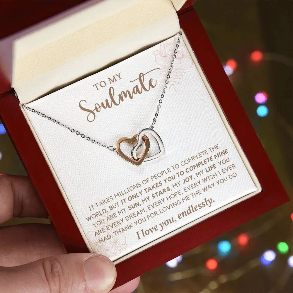 To My Soulmate l Interlocking Heart Necklace2 MC Interlocking Hearts Necklace