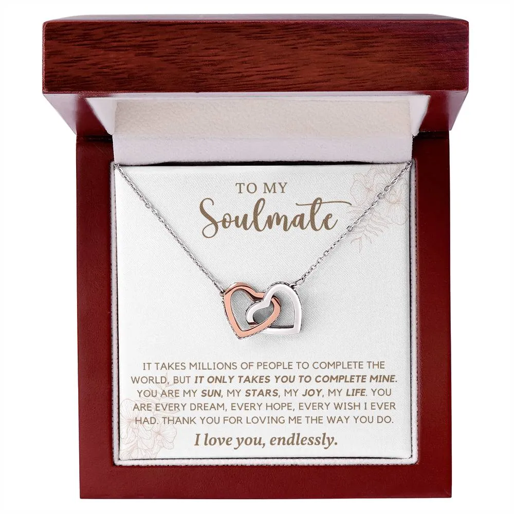 To My Soulmate l Interlocking Heart Necklace2 MC Interlocking Hearts Necklace