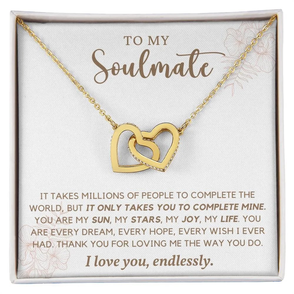 To My Soulmate l Interlocking Heart Necklace2 MC Interlocking Hearts Necklace