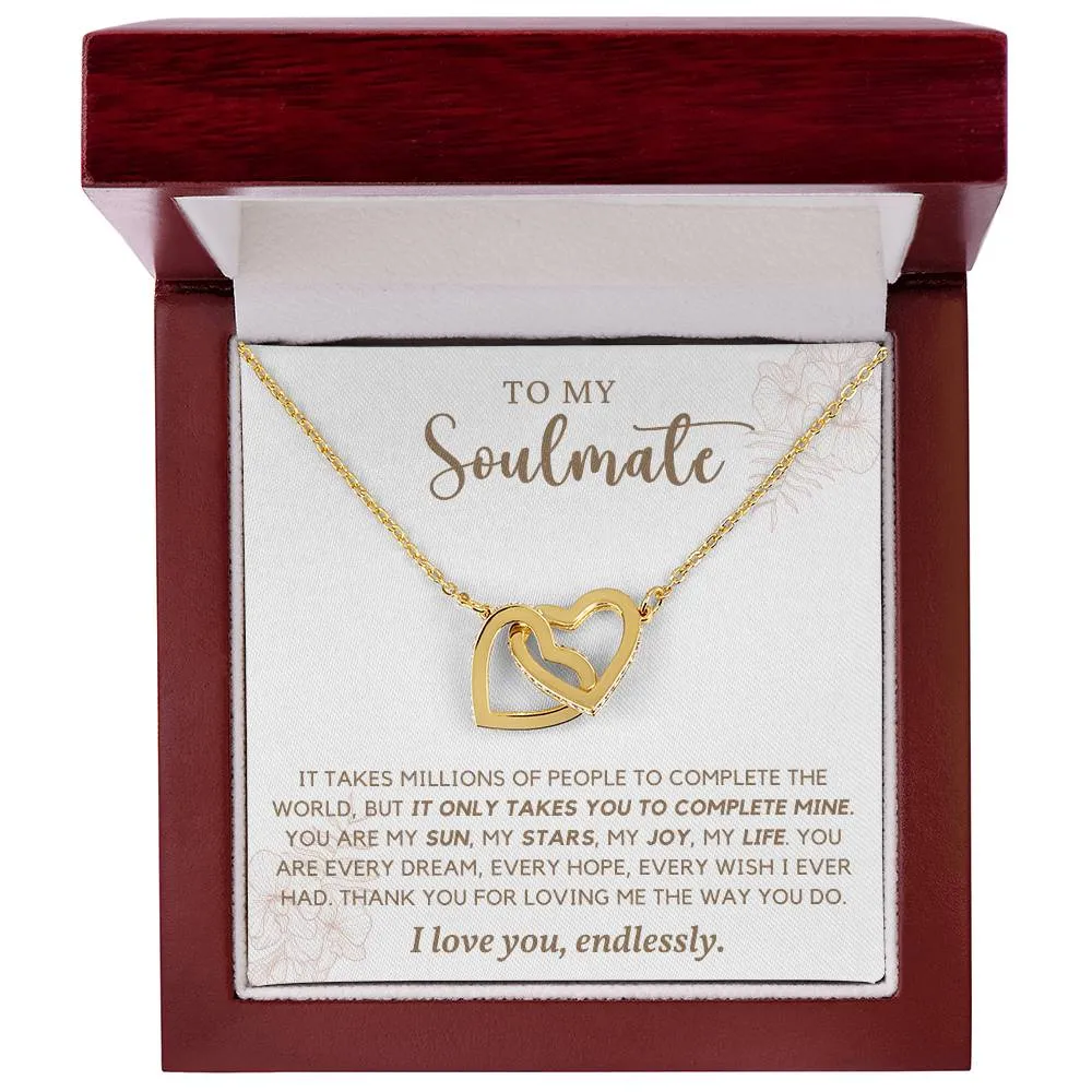 To My Soulmate l Interlocking Heart Necklace2 MC Interlocking Hearts Necklace