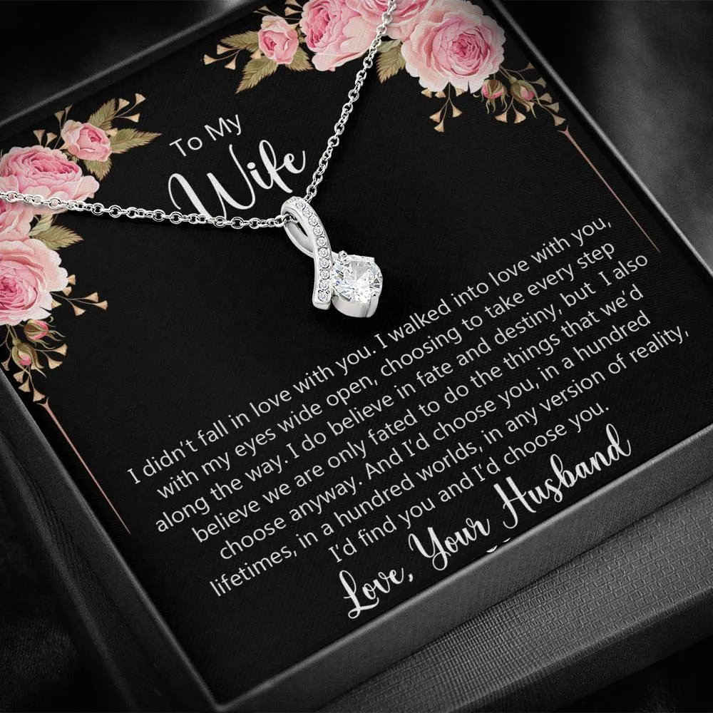 To My Wife - I Walked Into Love With You Necklace Gift Set