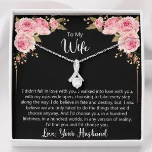 To My Wife - I Walked Into Love With You Necklace Gift Set